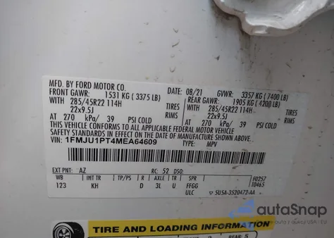 2021 Ford Expedition King Ranch z USA, uszkodzony, nr VIN 1FMJU1PT4MEA64609